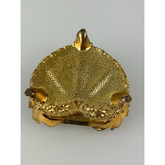 Gold & White Heart Metal Trinket Box Hinged Made in Japan Rose Floral VTG READ - Picture 14 of 16